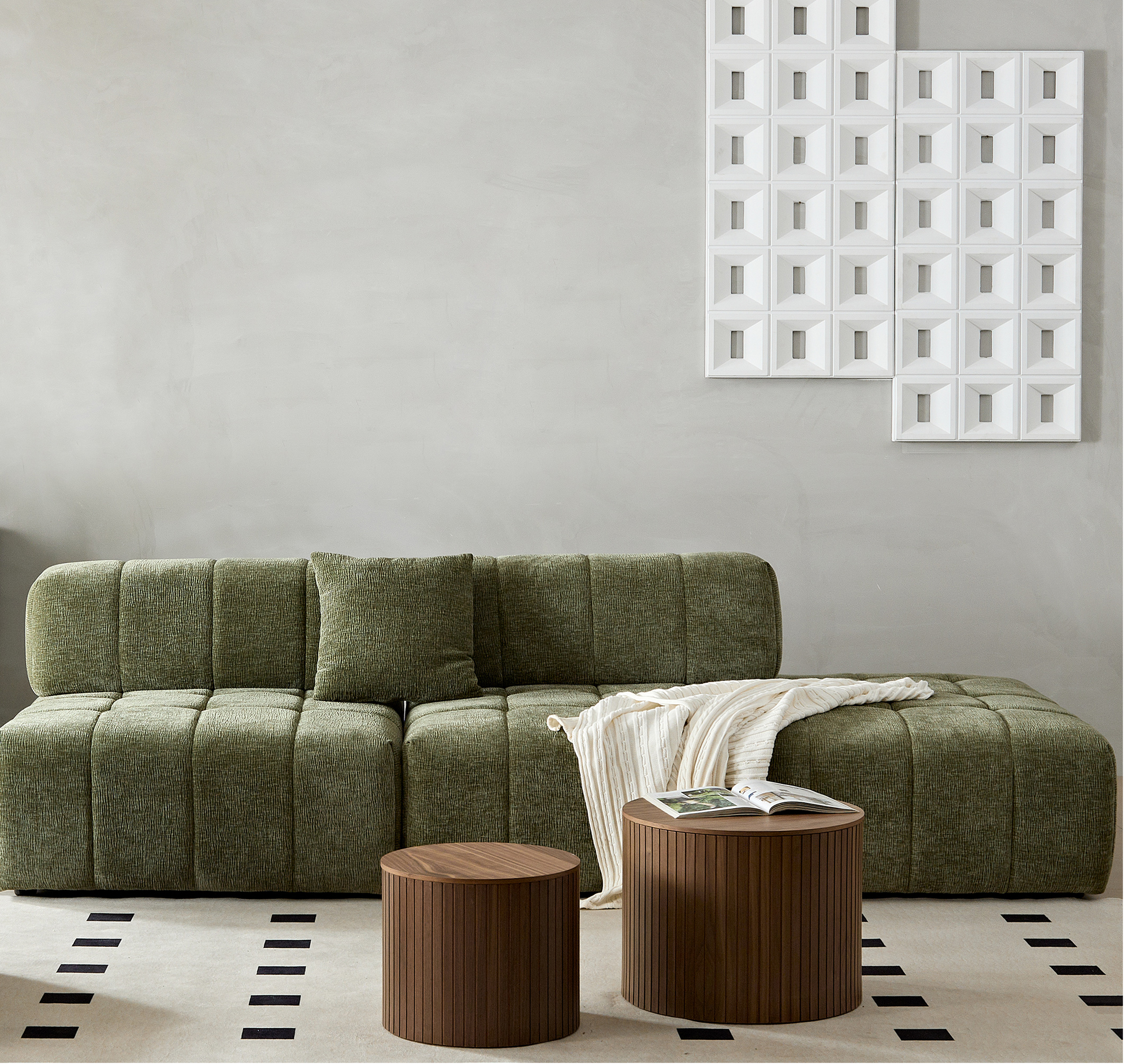 Modern Piano Key White Sofa