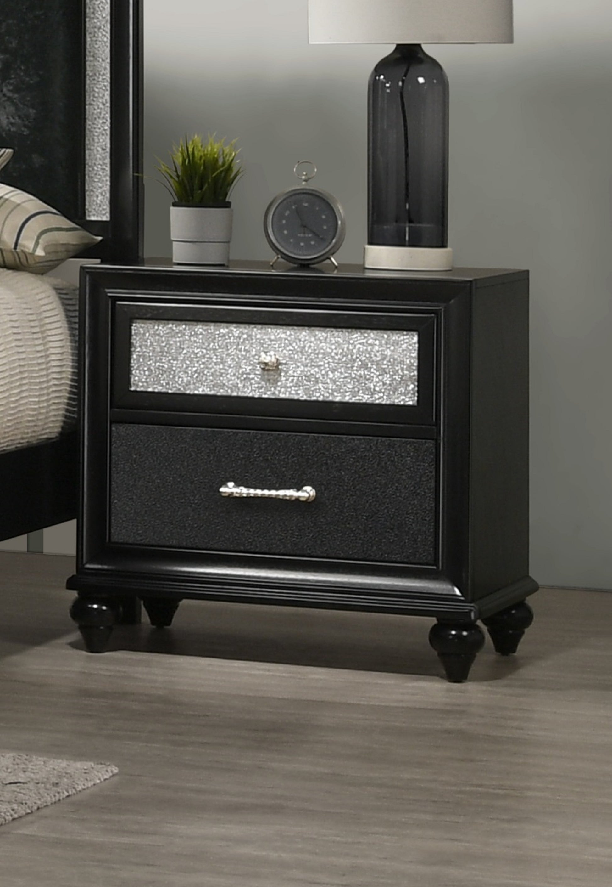 Modern Style Black Silver Finish Storage