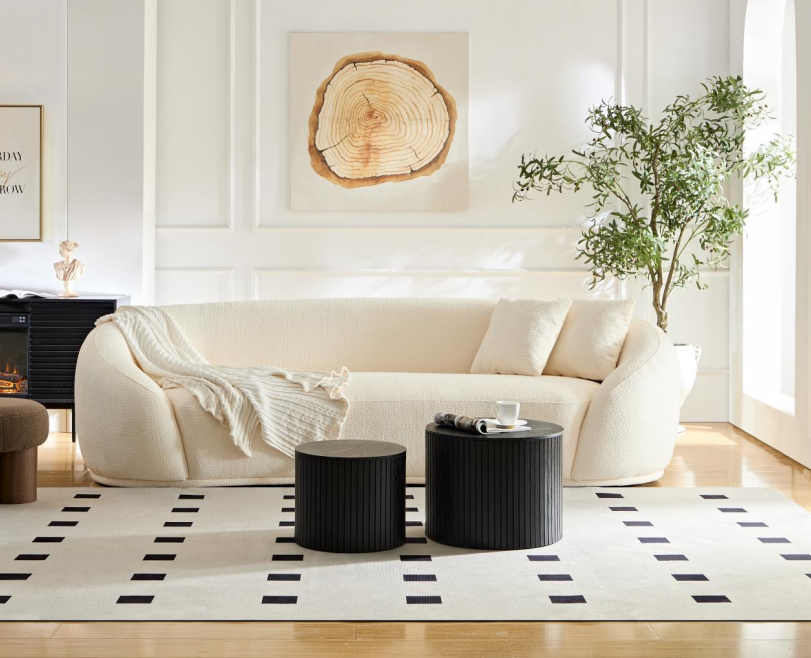 Modern Half Moon White Sofa