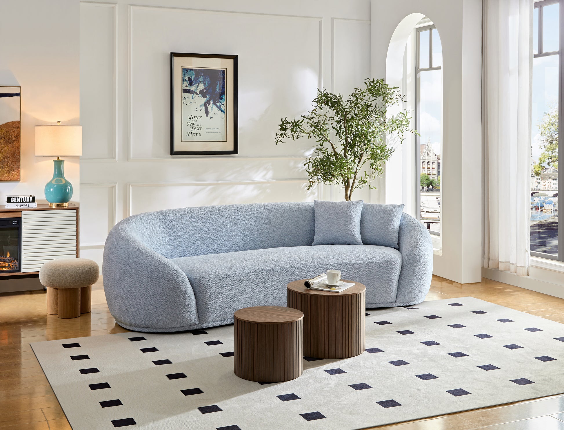 Modern Half Moon White Sofa