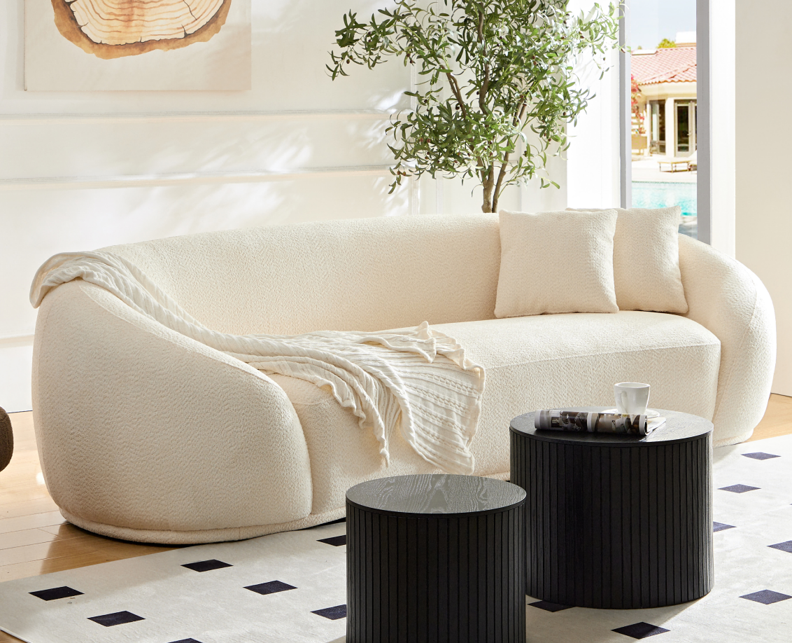 Modern Half Moon White Sofa