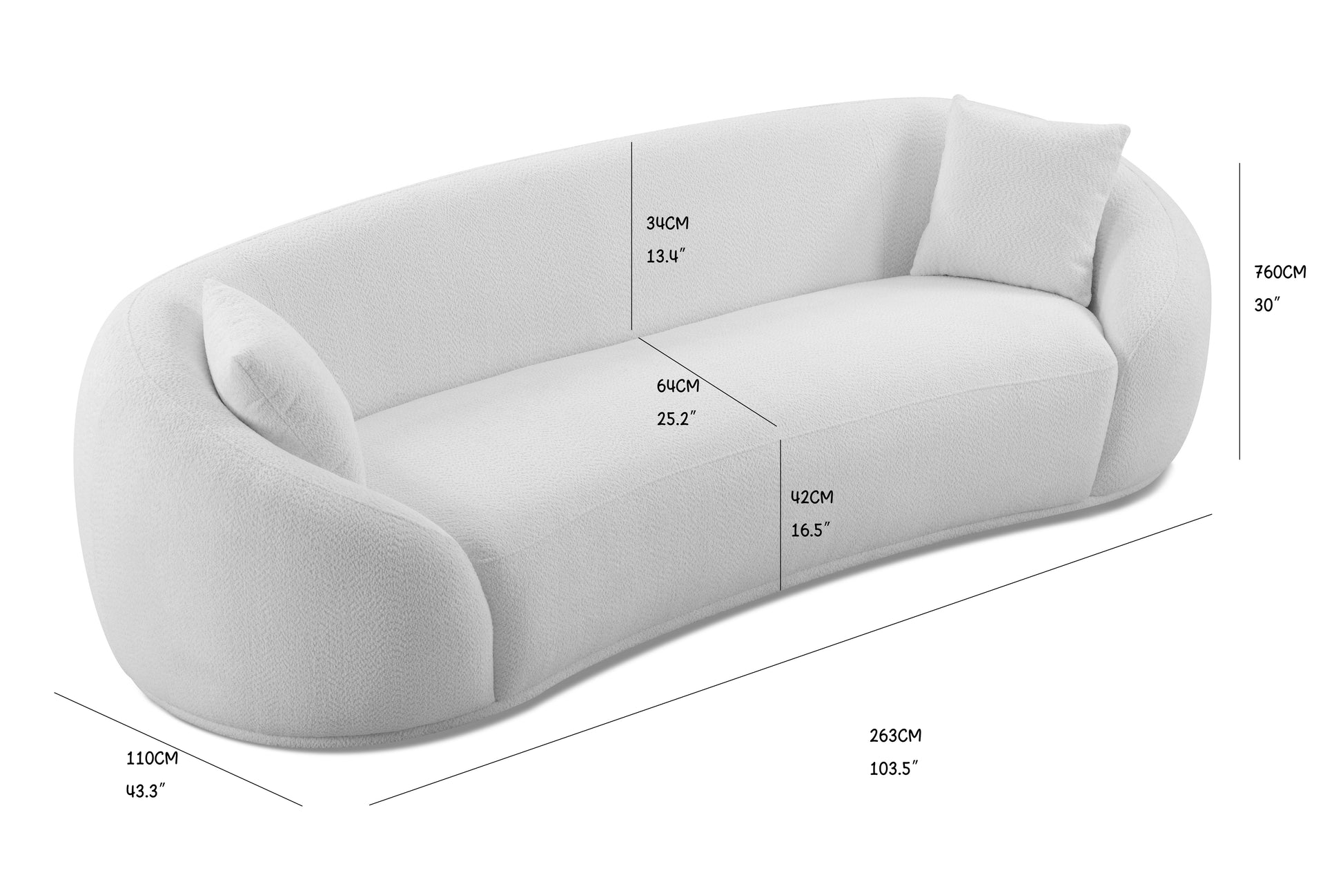 Modern Half Moon White Sofa