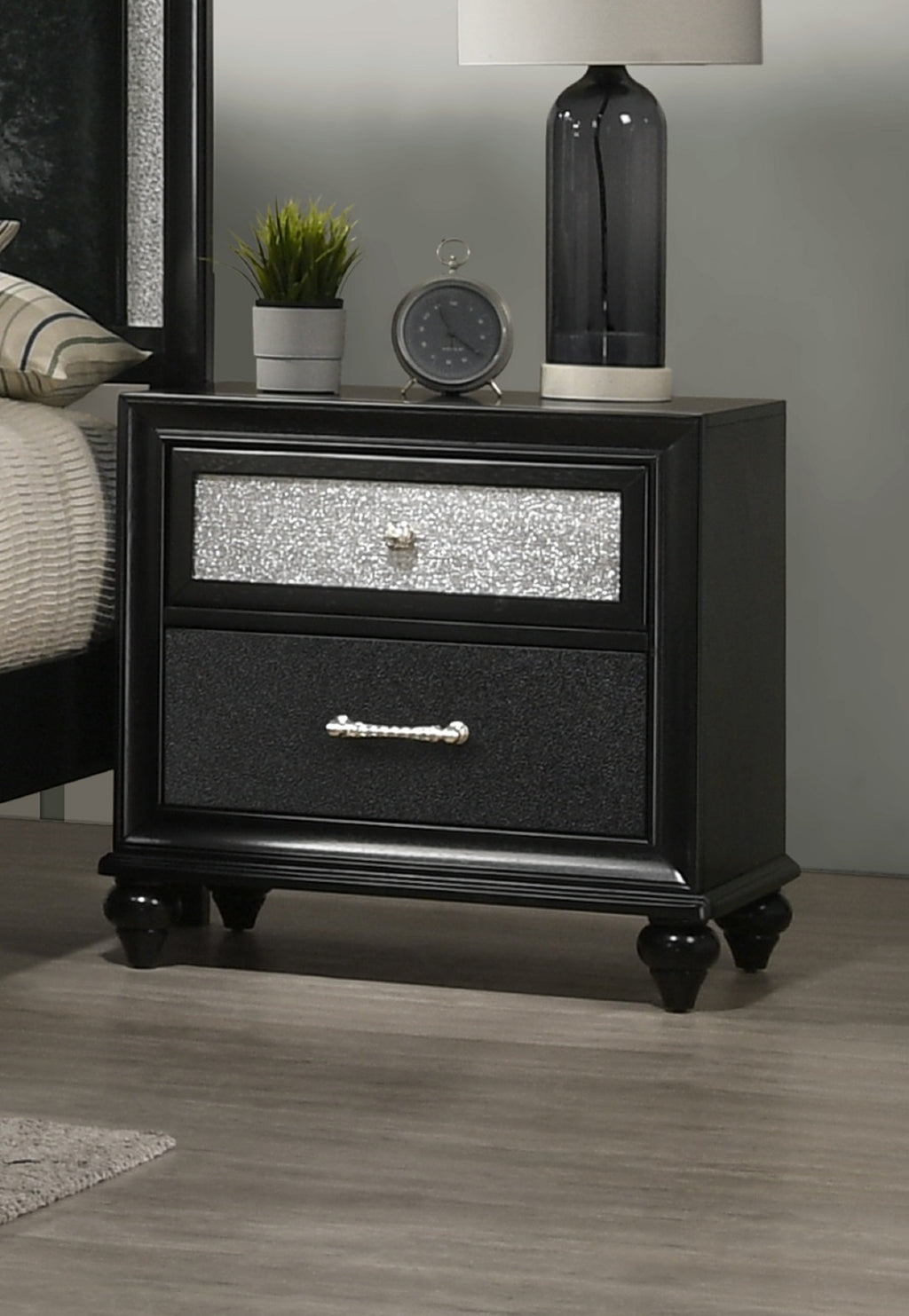 Modern Style Black Silver Finish Storage
