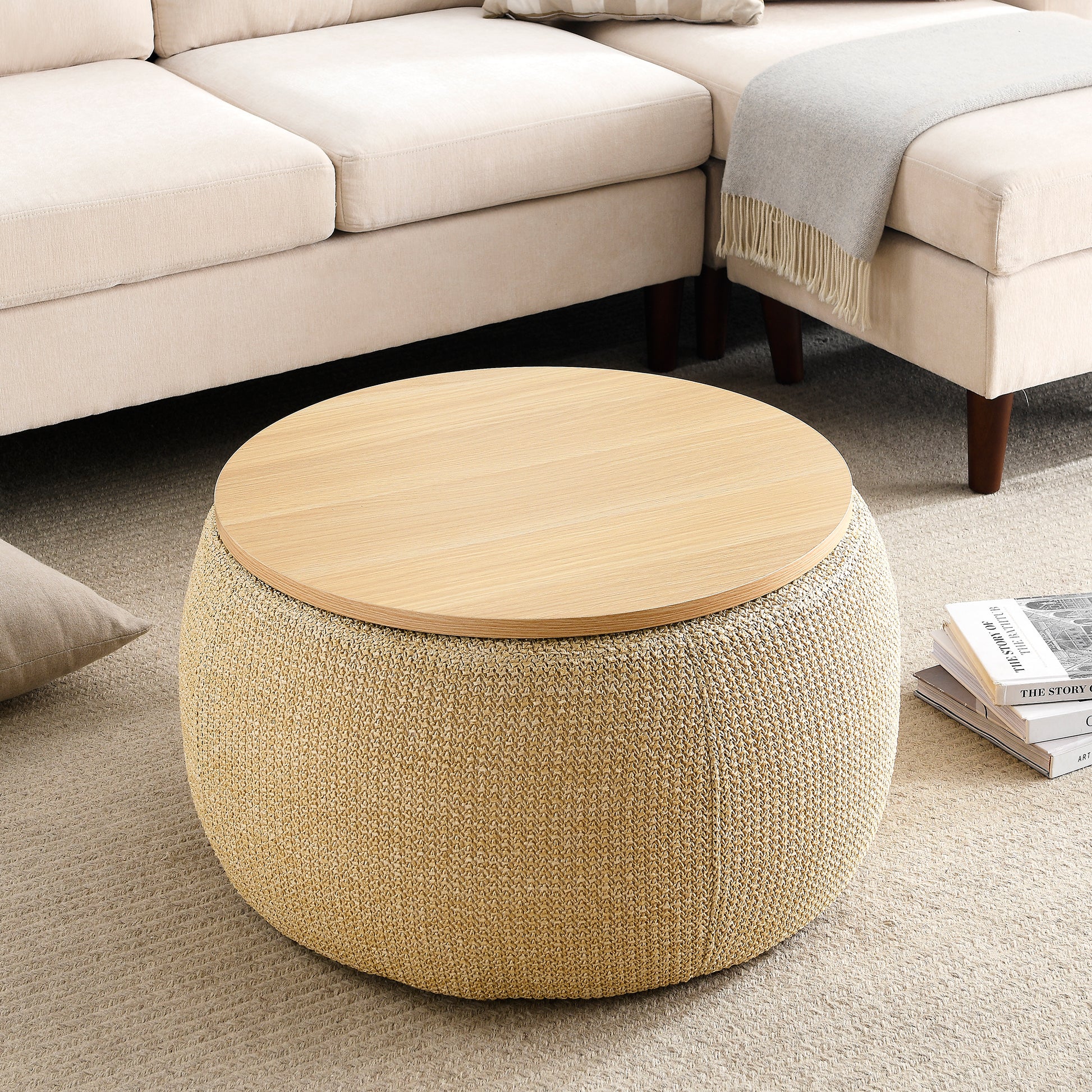 Round Storage Ottoman